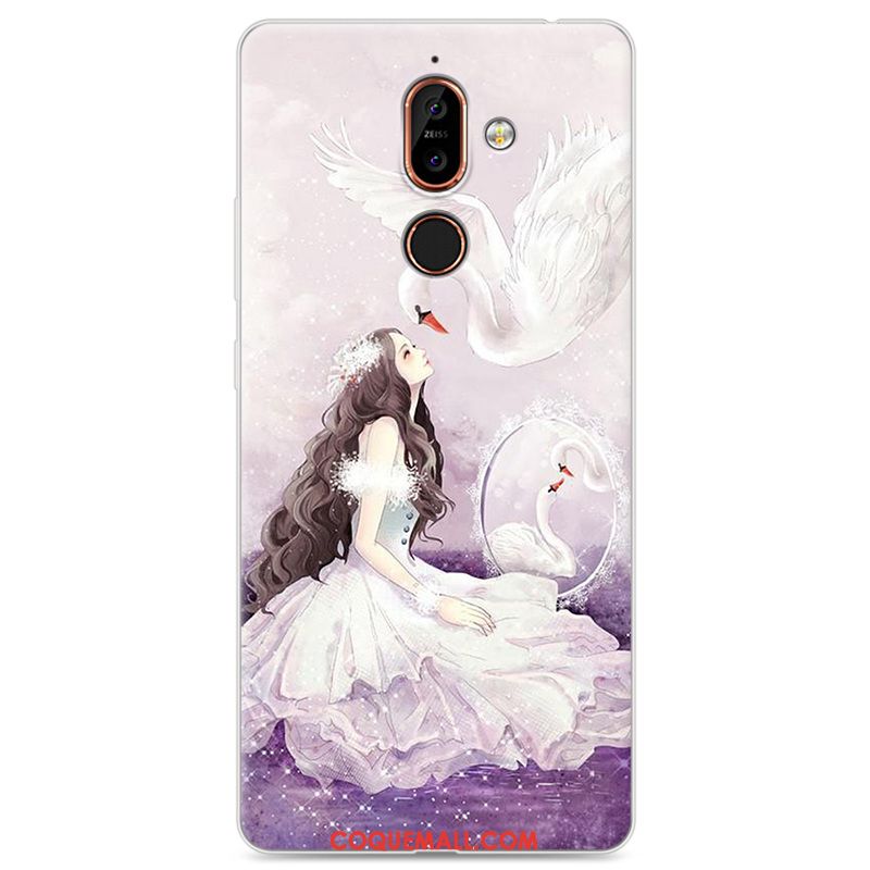 Étui Nokia 7 Plus Incassable Téléphone Portable Peinture, Coque Nokia 7 Plus Bleu Marin Fluide Doux