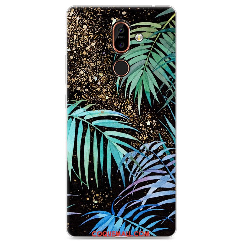 Étui Nokia 7 Plus Incassable Téléphone Portable Peinture, Coque Nokia 7 Plus Bleu Marin Fluide Doux