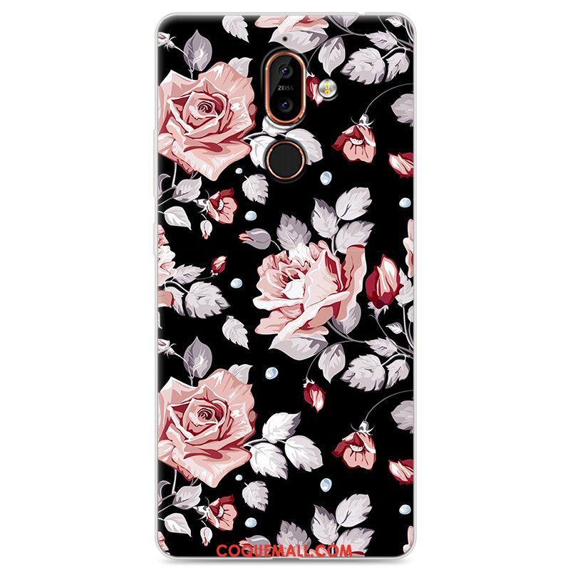 Étui Nokia 7 Plus Incassable Téléphone Portable Peinture, Coque Nokia 7 Plus Bleu Marin Fluide Doux