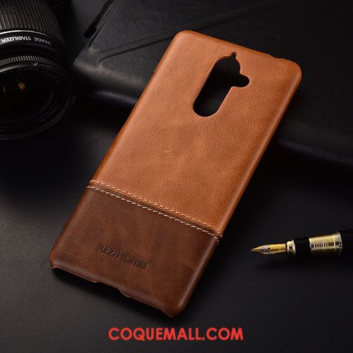 Étui Nokia 7 Plus Luxe Cuir Cuir Véritable, Coque Nokia 7 Plus Cuir Haut Protection