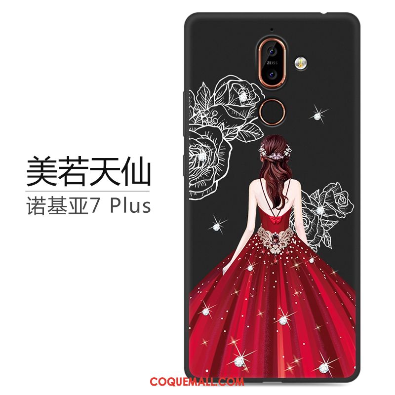 Étui Nokia 7 Plus Marque De Tendance Protection Téléphone Portable, Coque Nokia 7 Plus Noir Net Rouge