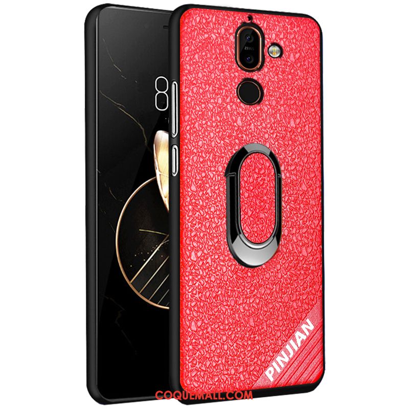 Étui Nokia 7 Plus Modèle Fleurie Silicone Gaufrage, Coque Nokia 7 Plus Téléphone Portable Rouge