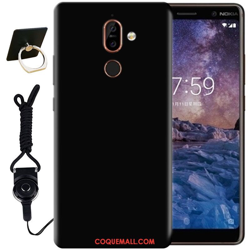 Étui Nokia 7 Plus Peinture Protection Noir, Coque Nokia 7 Plus Créatif Fluide Doux