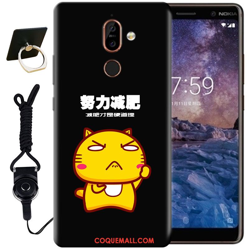 Étui Nokia 7 Plus Peinture Protection Noir, Coque Nokia 7 Plus Créatif Fluide Doux