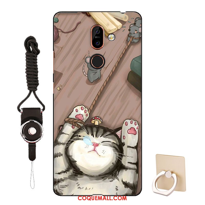 Étui Nokia 7 Plus Personnalisé Dessin Animé Téléphone Portable, Coque Nokia 7 Plus Modèle Rose