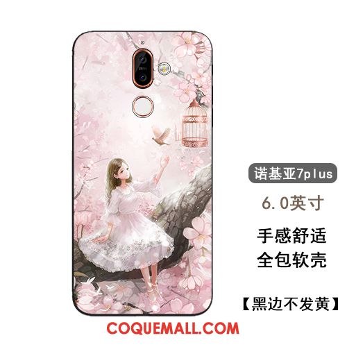 Étui Nokia 7 Plus Personnalité Rose Charmant, Coque Nokia 7 Plus Téléphone Portable Art