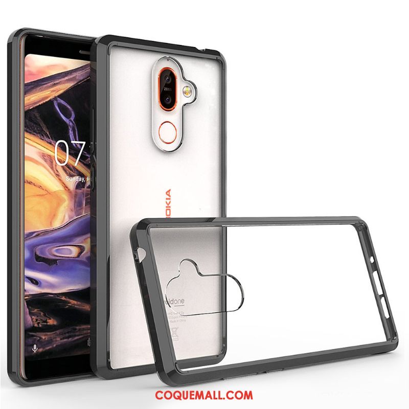 Étui Nokia 7 Plus Protection Incassable Border, Coque Nokia 7 Plus Transparent Blanc