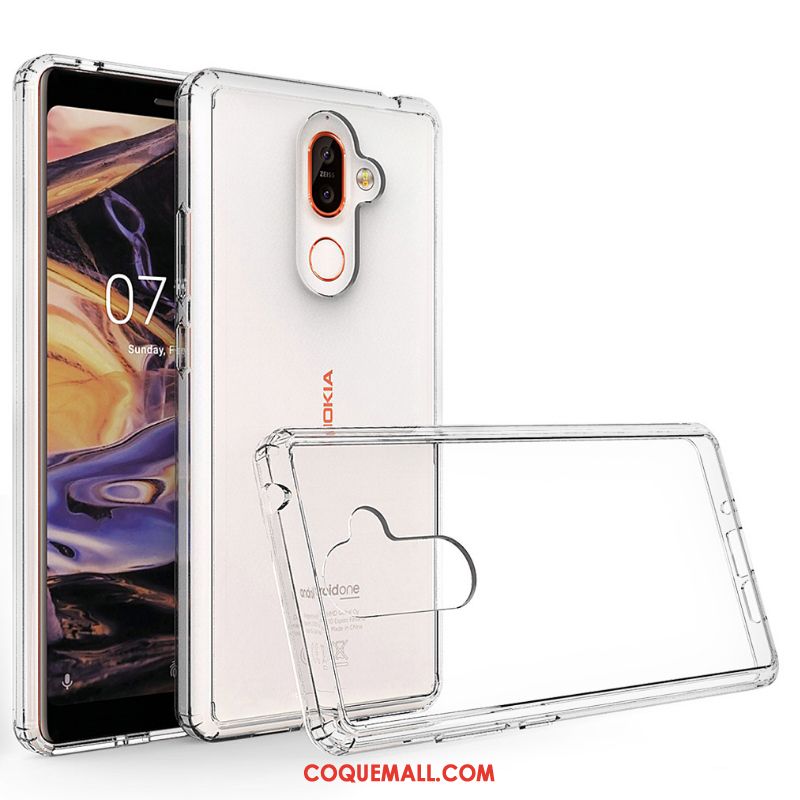 Étui Nokia 7 Plus Protection Incassable Border, Coque Nokia 7 Plus Transparent Blanc