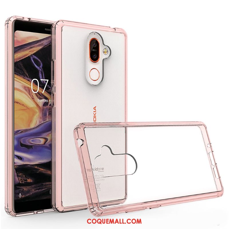 Étui Nokia 7 Plus Protection Incassable Border, Coque Nokia 7 Plus Transparent Blanc