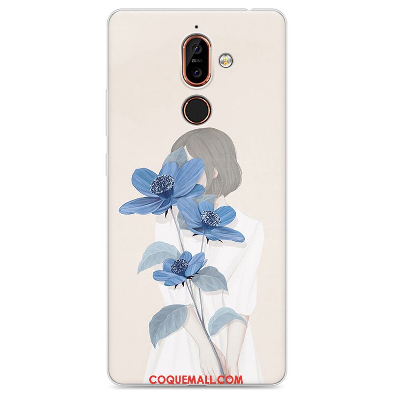 Étui Nokia 7 Plus Protection Téléphone Portable Bleu, Coque Nokia 7 Plus Incassable Fluide Doux