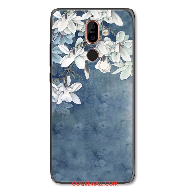 Étui Nokia 7 Plus Protection Téléphone Portable Vert, Coque Nokia 7 Plus Fleurs Simple