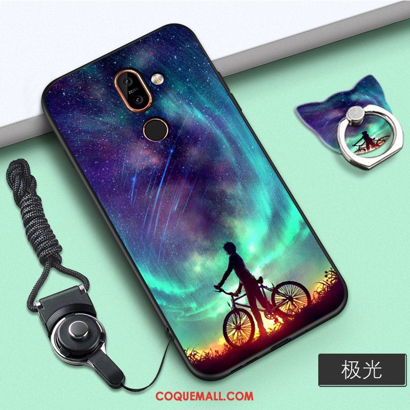 Étui Nokia 7 Plus Silicone Fluide Doux Blanc, Coque Nokia 7 Plus Pu Délavé En Daim