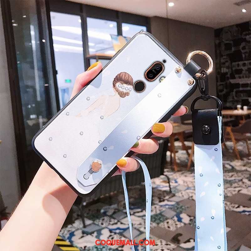 Étui Nokia 7 Plus Style Chinois Rose Ornements Suspendus, Coque Nokia 7 Plus Pu Incassable