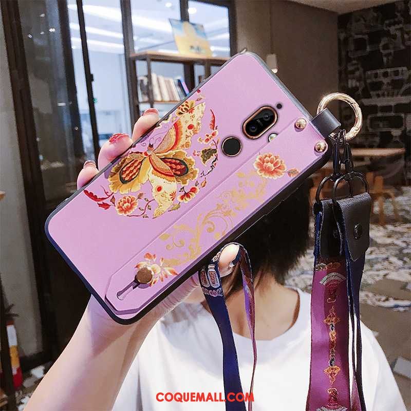 Étui Nokia 7 Plus Style Chinois Rose Ornements Suspendus, Coque Nokia 7 Plus Pu Incassable