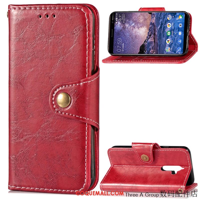 Étui Nokia 7 Plus Tendance Fluide Doux Rouge, Coque Nokia 7 Plus Téléphone Portable Protection