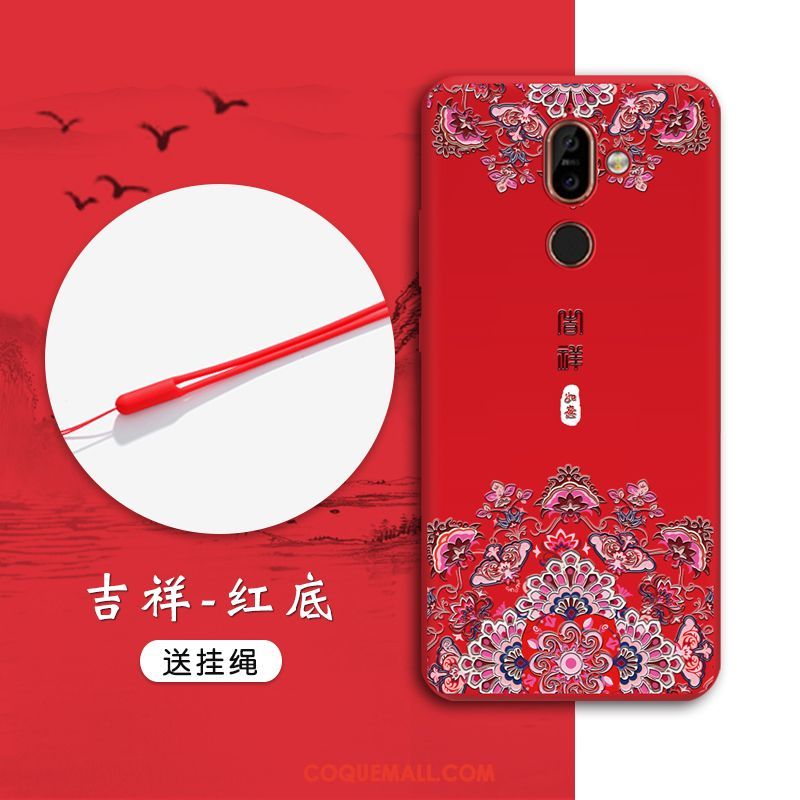 Étui Nokia 7 Plus Tendance Incassable Vent, Coque Nokia 7 Plus Rouge Protection