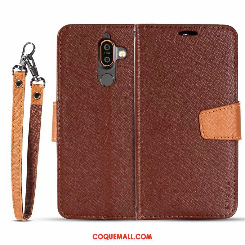 Étui Nokia 7 Plus Téléphone Portable Rouge En Cuir, Coque Nokia 7 Plus Pu Clamshell