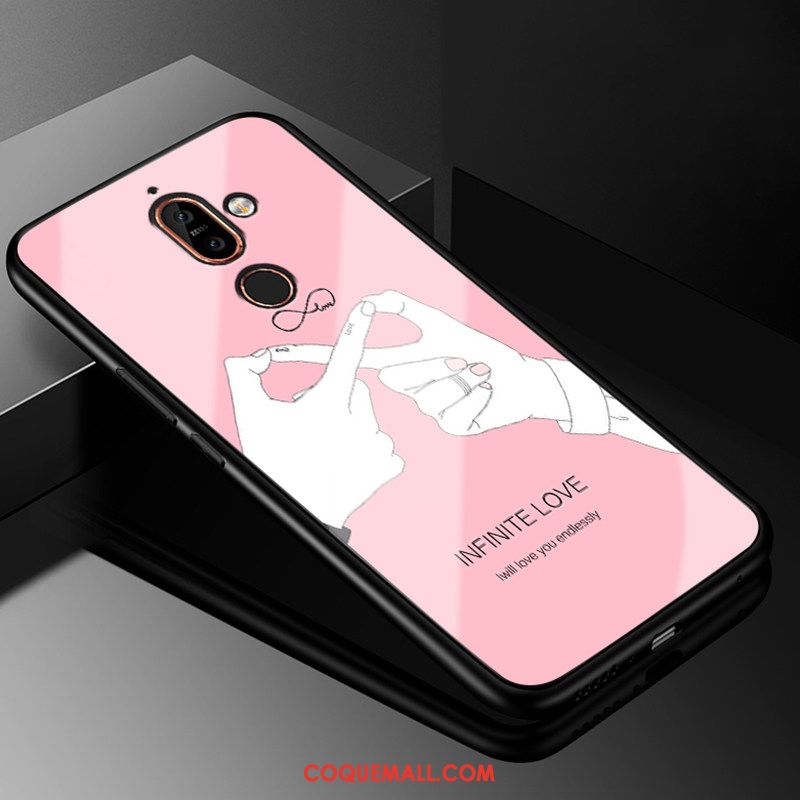 Étui Nokia 7 Plus Verre Tendance Frais, Coque Nokia 7 Plus Protection Tout Compris