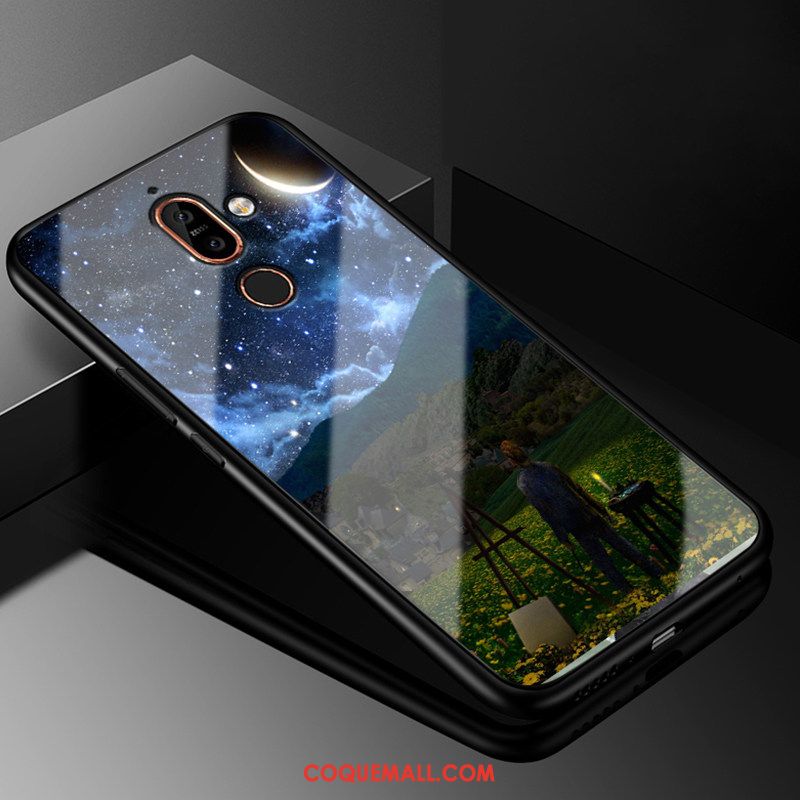 Étui Nokia 7 Plus Verre Tendance Frais, Coque Nokia 7 Plus Protection Tout Compris