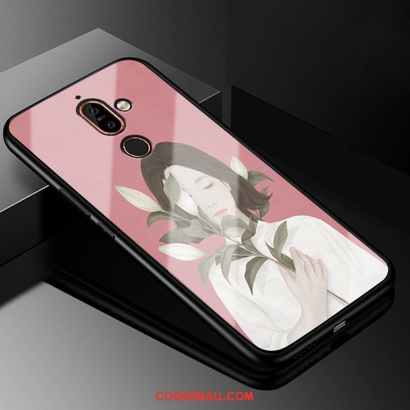 Étui Nokia 7 Plus Verre Tendance Frais, Coque Nokia 7 Plus Protection Tout Compris