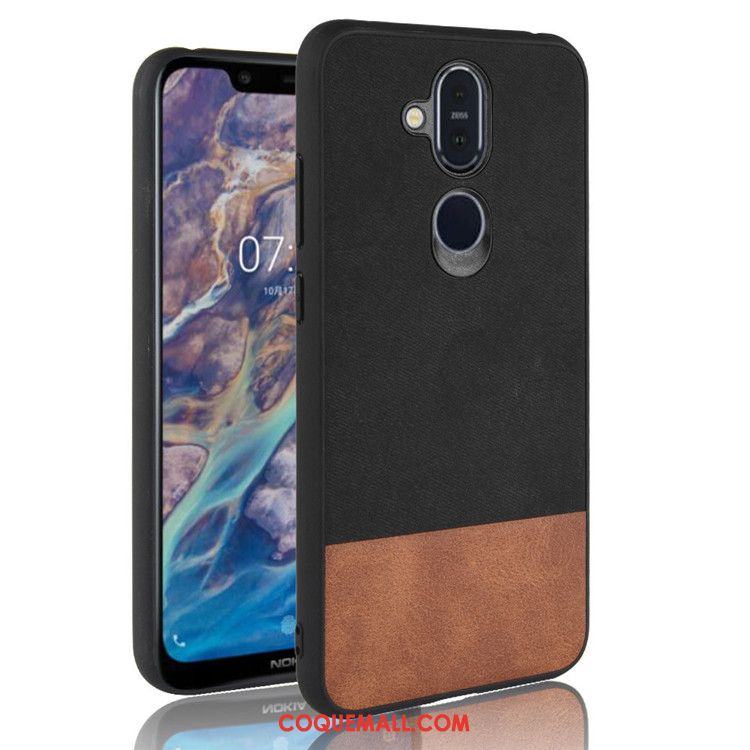 Étui Nokia 8.1 Couture Couleurs Téléphone Portable Tout Compris, Coque Nokia 8.1 Noir Protection