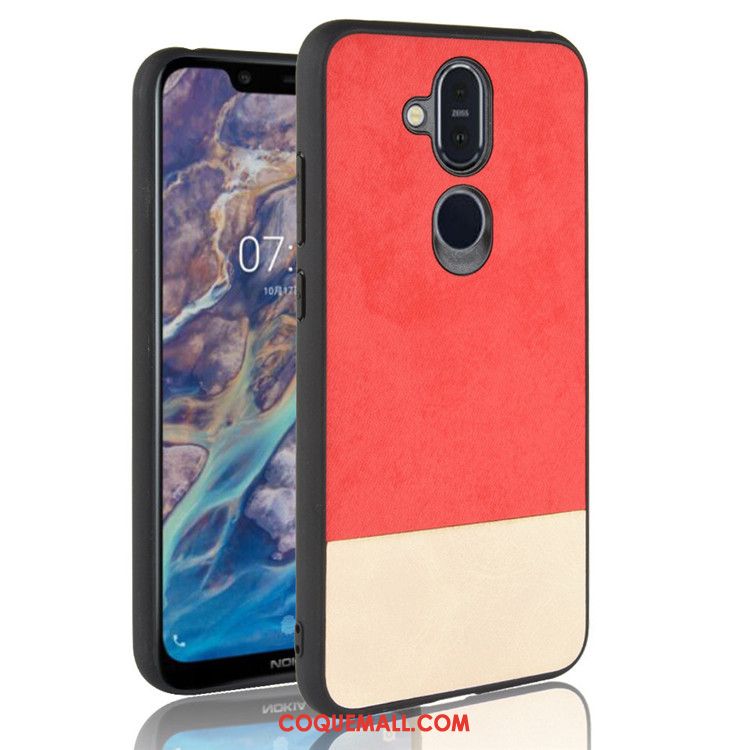 Étui Nokia 8.1 Couture Couleurs Téléphone Portable Tout Compris, Coque Nokia 8.1 Noir Protection