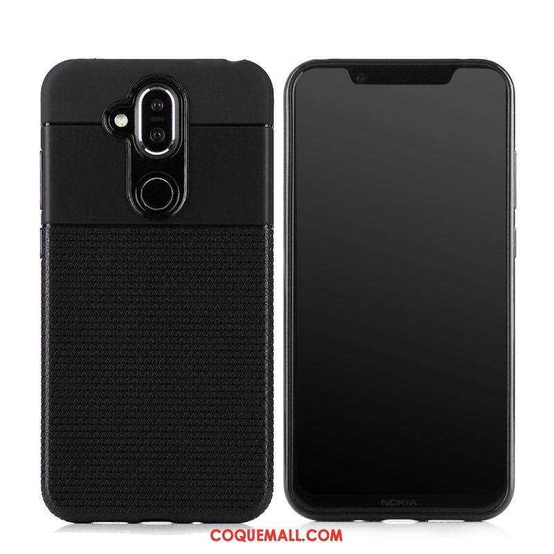 Étui Nokia 8.1 Fluide Doux Noir Protection, Coque Nokia 8.1 Tout Compris Téléphone Portable