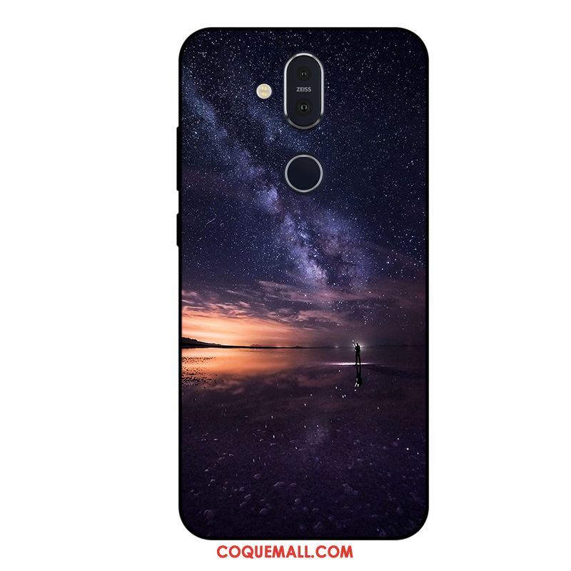 Étui Nokia 8.1 Incassable Ciel Étoilé Téléphone Portable, Coque Nokia 8.1 Protection Violet