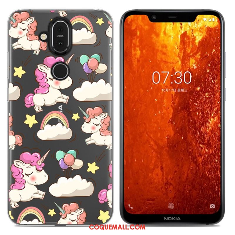 Étui Nokia 8.1 Incassable Dessin Animé Tout Compris, Coque Nokia 8.1 Téléphone Portable Violet