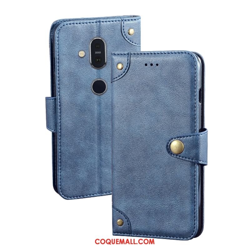 Étui Nokia 8.1 Téléphone Portable Portefeuille Protection, Coque Nokia 8.1 En Cuir Vin Rouge