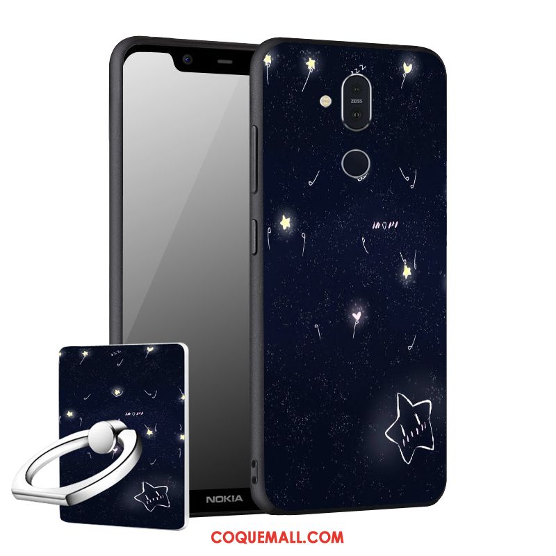 Étui Nokia 8.1 Téléphone Portable Support Délavé En Daim, Coque Nokia 8.1 Noir Fluide Doux