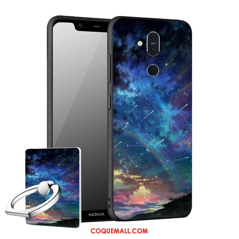 Étui Nokia 8.1 Téléphone Portable Support Délavé En Daim, Coque Nokia 8.1 Noir Fluide Doux