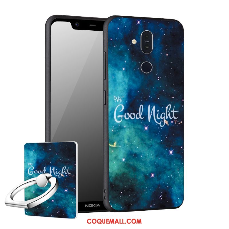 Étui Nokia 8.1 Téléphone Portable Support Délavé En Daim, Coque Nokia 8.1 Noir Fluide Doux