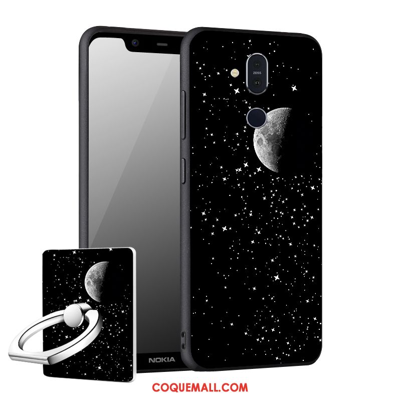 Étui Nokia 8.1 Téléphone Portable Support Délavé En Daim, Coque Nokia 8.1 Noir Fluide Doux