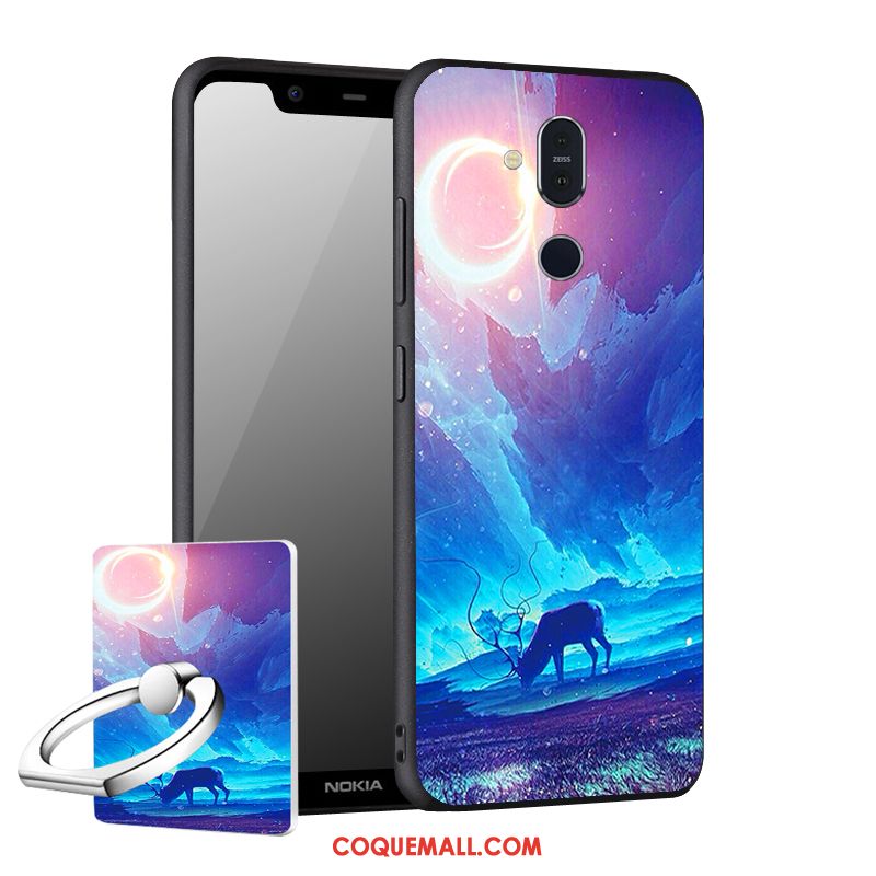 Étui Nokia 8.1 Téléphone Portable Support Délavé En Daim, Coque Nokia 8.1 Noir Fluide Doux