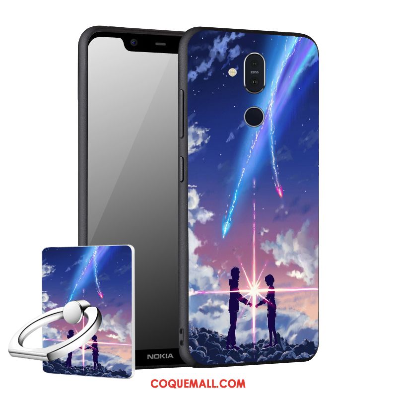 Étui Nokia 8.1 Téléphone Portable Support Délavé En Daim, Coque Nokia 8.1 Noir Fluide Doux