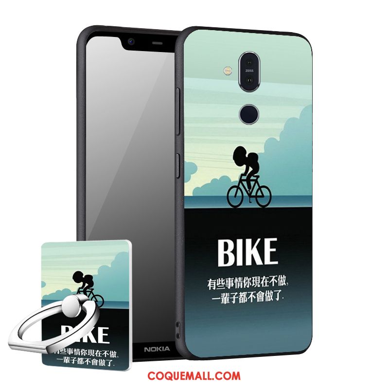 Étui Nokia 8.1 Téléphone Portable Support Délavé En Daim, Coque Nokia 8.1 Noir Fluide Doux