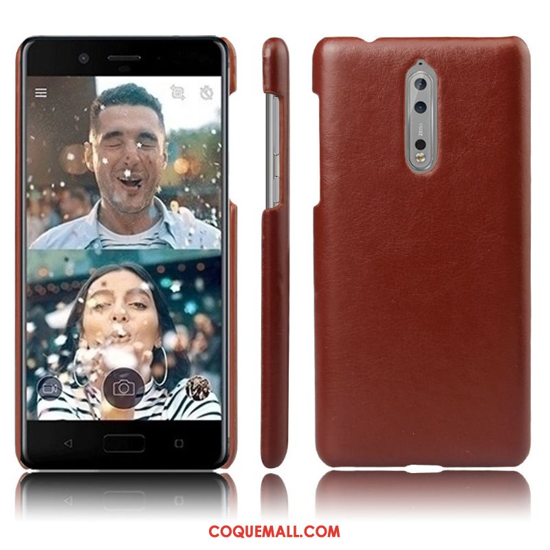 Étui Nokia 8 Incassable Téléphone Portable Étui En Cuir, Coque Nokia 8 Qualité Vintage Braun