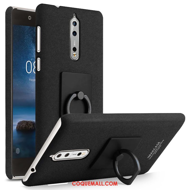 Étui Nokia 8 Noir Délavé En Daim Téléphone Portable, Coque Nokia 8 Anneau Une Agrafe