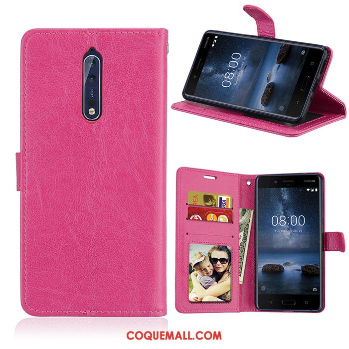 Étui Nokia 8 Protection Incassable Rouge, Coque Nokia 8 Étui En Cuir Téléphone Portable