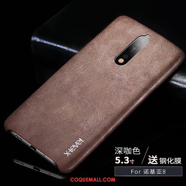 Étui Nokia 8 Étui En Cuir Cuir Business, Coque Nokia 8 Incassable Modèle Fleurie Braun