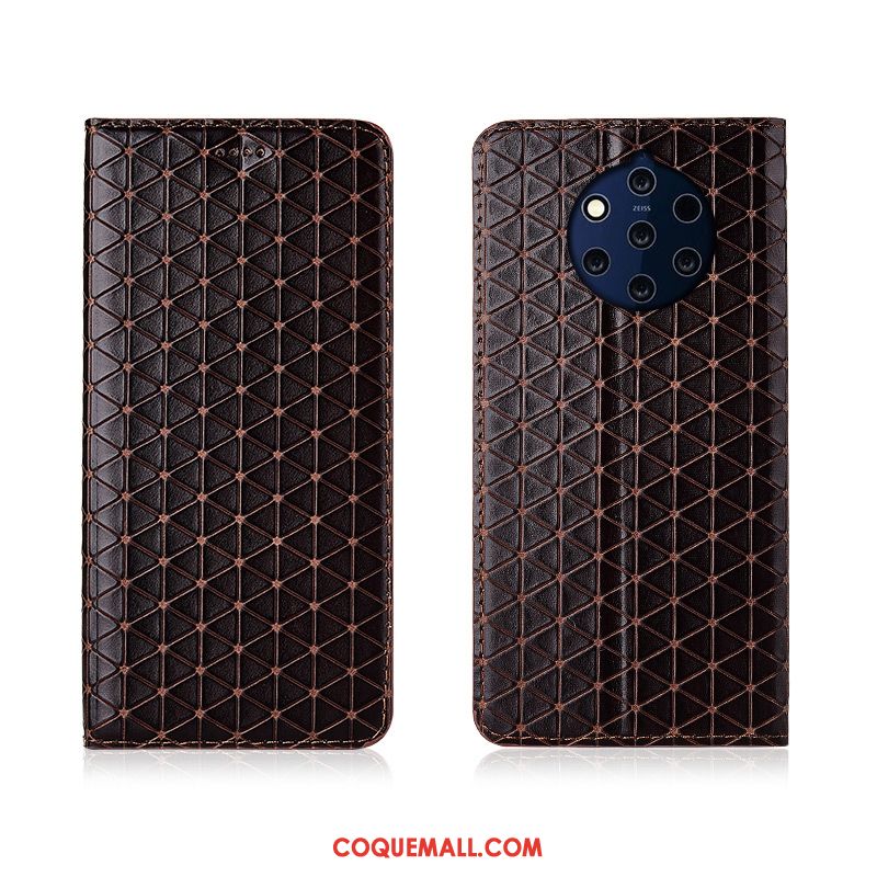 Étui Nokia 9 Pureview Fluide Doux Plaid En Cuir, Coque Nokia 9 Pureview Incassable Silicone Braun