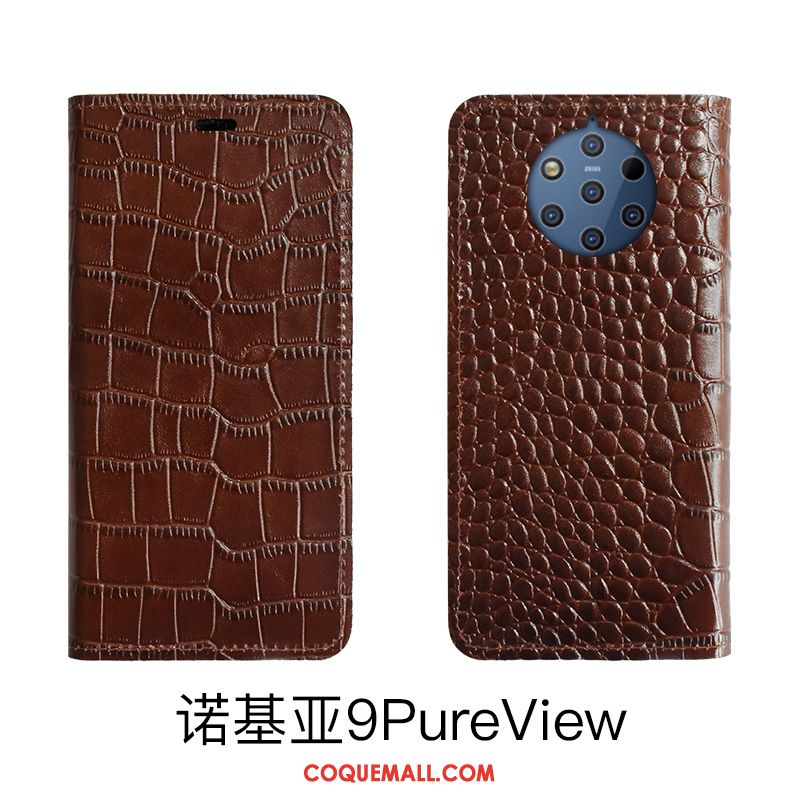 Étui Nokia 9 Pureview Incassable Cuir Protection, Coque Nokia 9 Pureview Téléphone Portable En Cuir