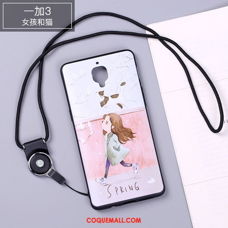 Étui Oneplus 3 Fluide Doux Incassable Rose, Coque Oneplus 3 Téléphone Portable Dessin Animé