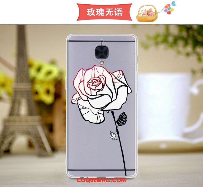 Étui Oneplus 3 Rose Très Mince Transparent, Coque Oneplus 3 Silicone Fluide Doux