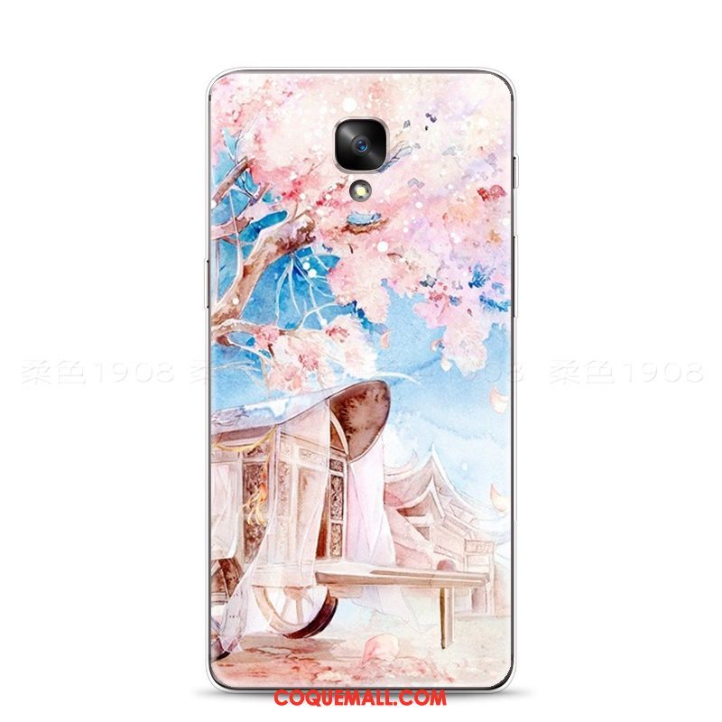 Étui Oneplus 3 Rose Vintage Gaufrage, Coque Oneplus 3 Fleurs Couleur