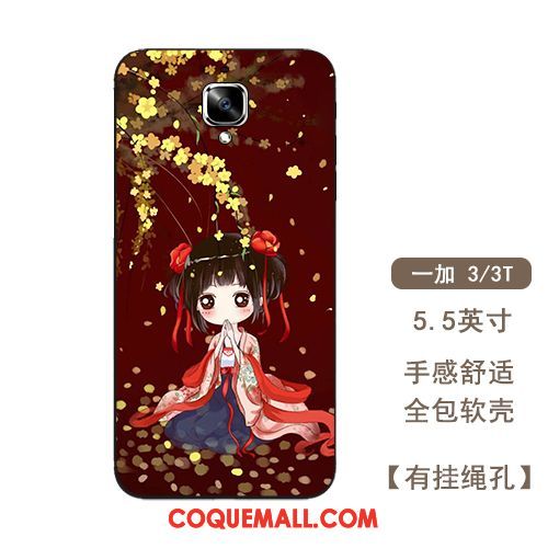Étui Oneplus 3t Téléphone Portable Fluide Doux Rouge, Coque Oneplus 3t Style Chinois Protection
