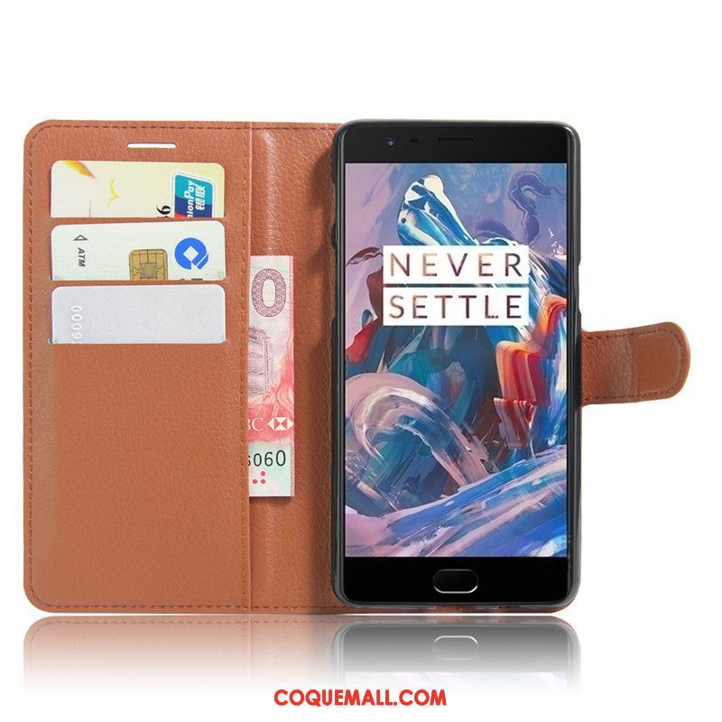 Étui Oneplus 3t Téléphone Portable Étui En Cuir Carte, Coque Oneplus 3t Portefeuille Support Braun