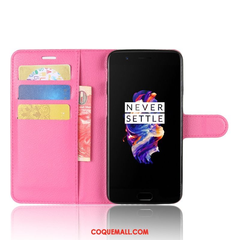 Étui Oneplus 5 Protection Fluide Doux Étui En Cuir, Coque Oneplus 5 Téléphone Portable Rouge