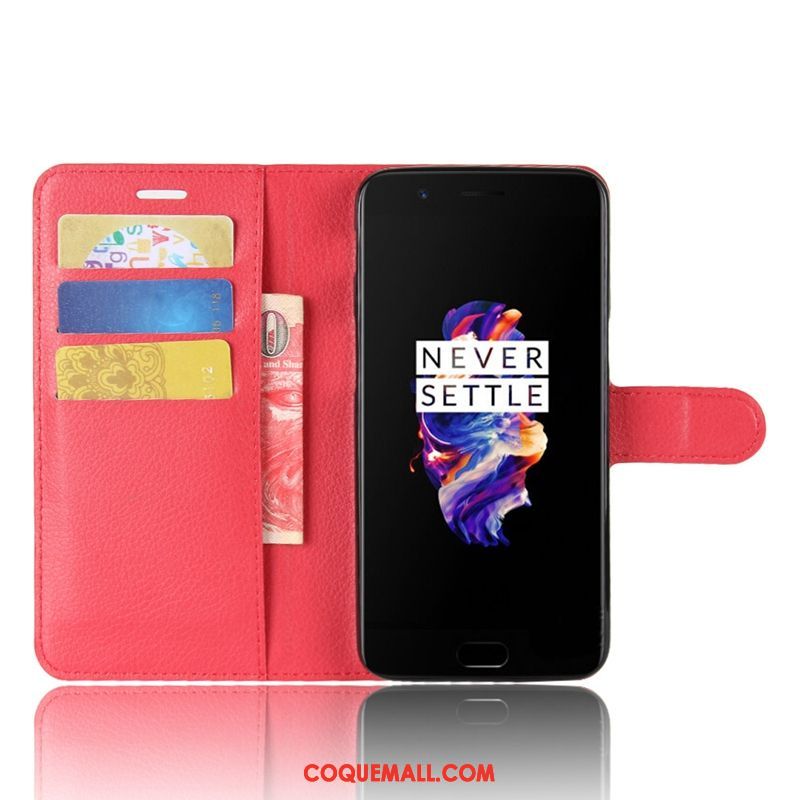 Étui Oneplus 5 Protection Fluide Doux Étui En Cuir, Coque Oneplus 5 Téléphone Portable Rouge